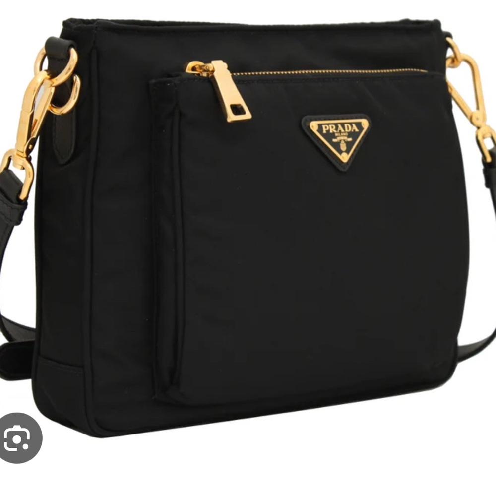 Prada Black and Gold Messenger Bag